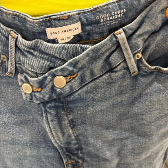 Good American Good Curvy Straight Cross Front Jeans 14 32 - Picture 2 of 6